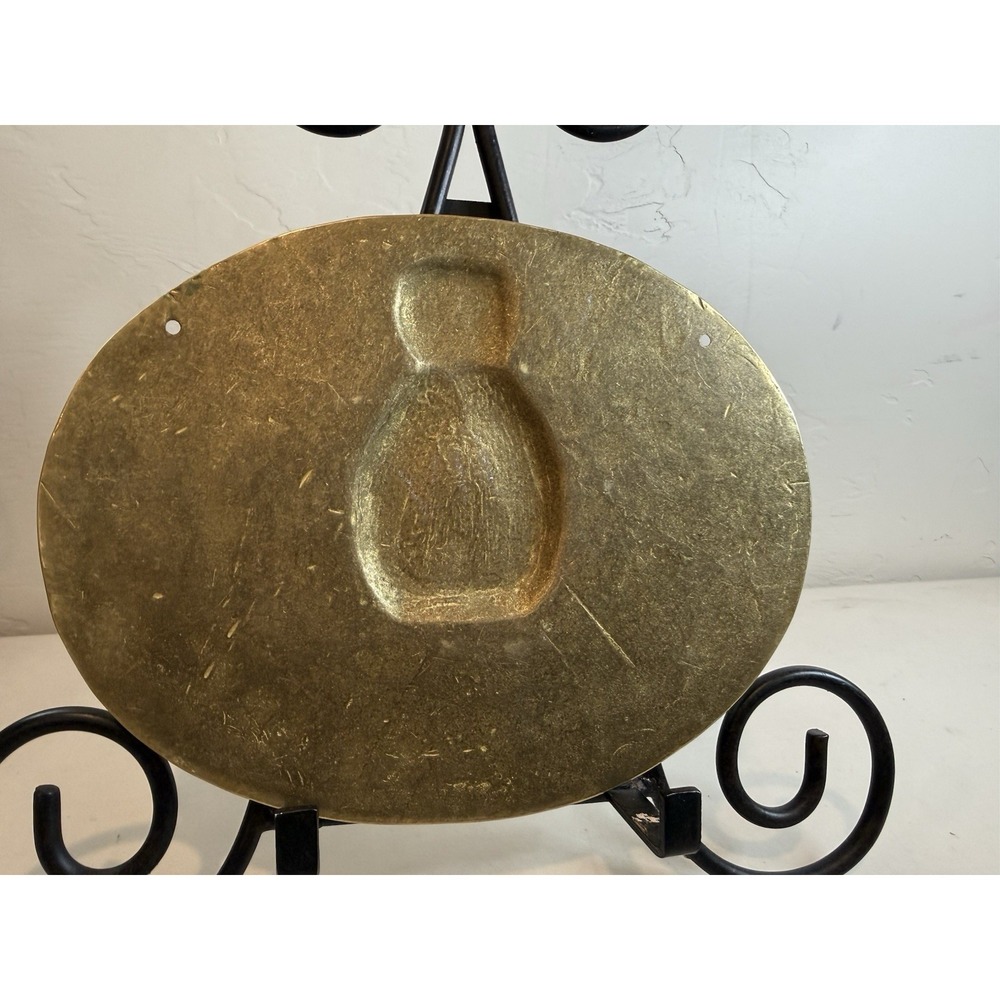 Vintage Solid Brass Welcome Sign Oval Embossed Pineapple Entryway Wall Plaque - Picture 7 of 8
